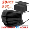 .10-50pcs Black Disposable Mouth Face Mask Non Woven 3 Layers Meltblown Filter Anti Dust Safe Breathable Earloops Adult Masks 1