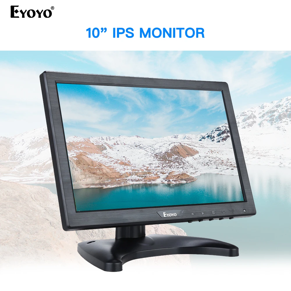 Eyoyo EM10 10 Inch IPS Small Monitor LCD Screen Computer TV Display 1280x800 With HDMI VGA BNC AV for PC CCTV Security Monitor