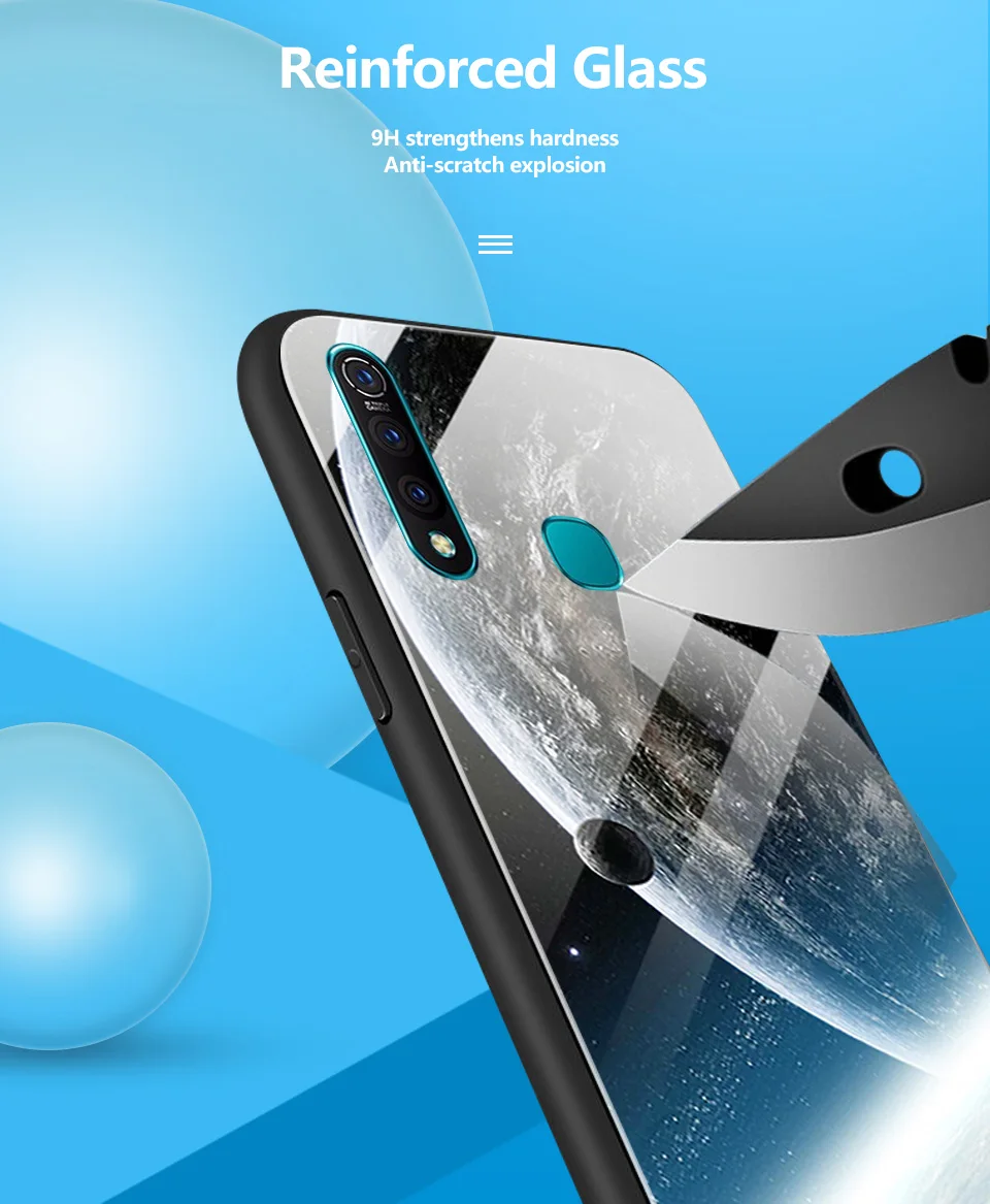 Закаленное стекло крышка для vivo Z5X/V1911A полная Защита задняя крышка для vivo S1/S1 Pro V1831A C1832A окрашенный Звездный бампер Capas