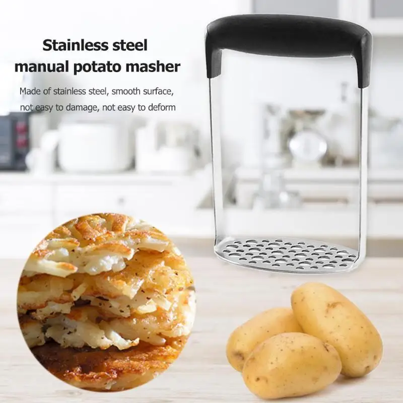 

Manual Potato Mud Masher Stainless Steel Vegetable Fruits Kitchen Accessory
