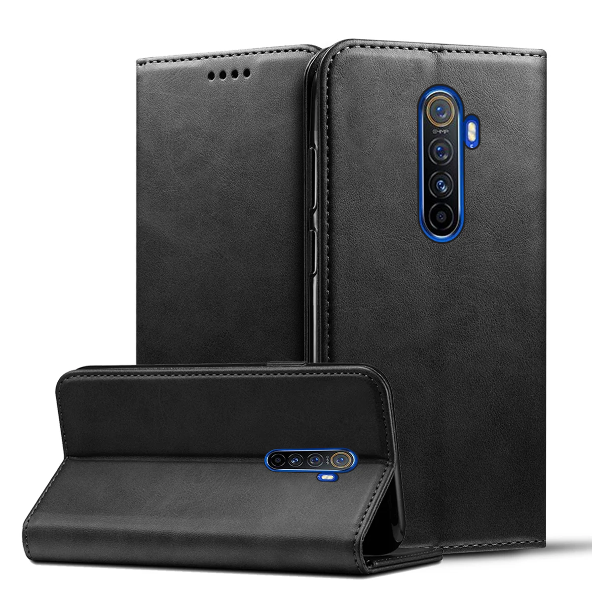 

For Oppo Realme X2 Pro Case Calf Grain PU Leather Wallet Flip Stand Cover Protective Shell For Oppo Realme X2 Pro Case Card Slot