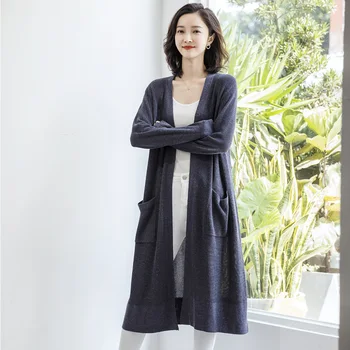 

Long Shrugs Women Outerwear Casual Clothes Loose Spring Autumn Boleros Shrug Long Sleeve Korean Style Duster Cardigan Jacket