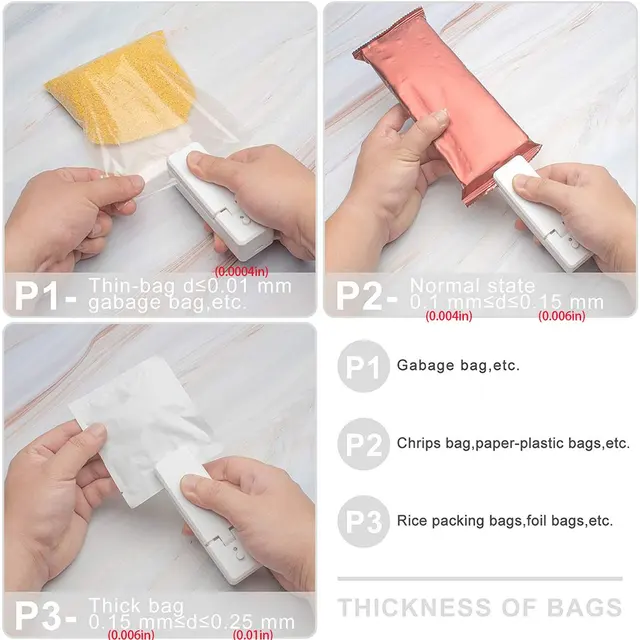 Usb Töltés Mini Tömítőgép Háztartási Snack Műanyag Csomagolózsák Hő Kis - Image 4
