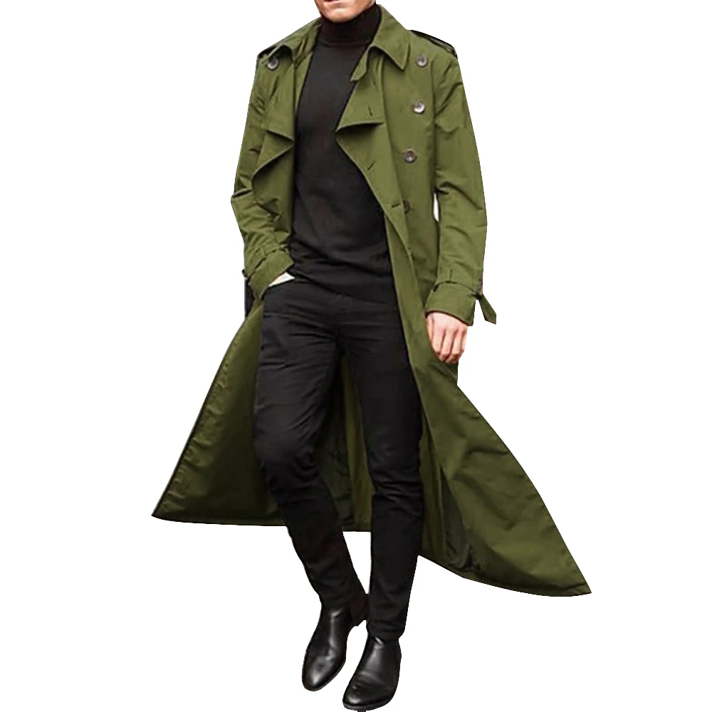 Puimentiua, длинный Мужской плащ, одноцветная Классическая зимняя куртка, Мужская Повседневная Свободная куртка в британском стиле, пальто, уличная одежда