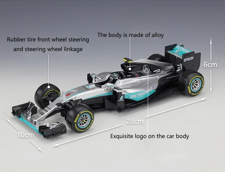 BBurago литье под давлением 1:18 Масштаб симулятор Mercedes Benz W07 Формула одна модель автомобиля Металл F1 гоночный автомобиль сплав игрушечный автомобиль для коллекции