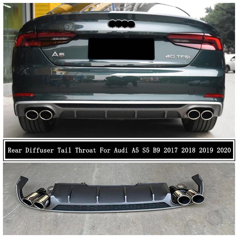 High Quality Abs Rear Bumper Diffuser Lip Spoiler Exhaust Tail Throat For Audi A5 S5 B9 17 18 19 Auto Accessories Bumpers Aliexpress