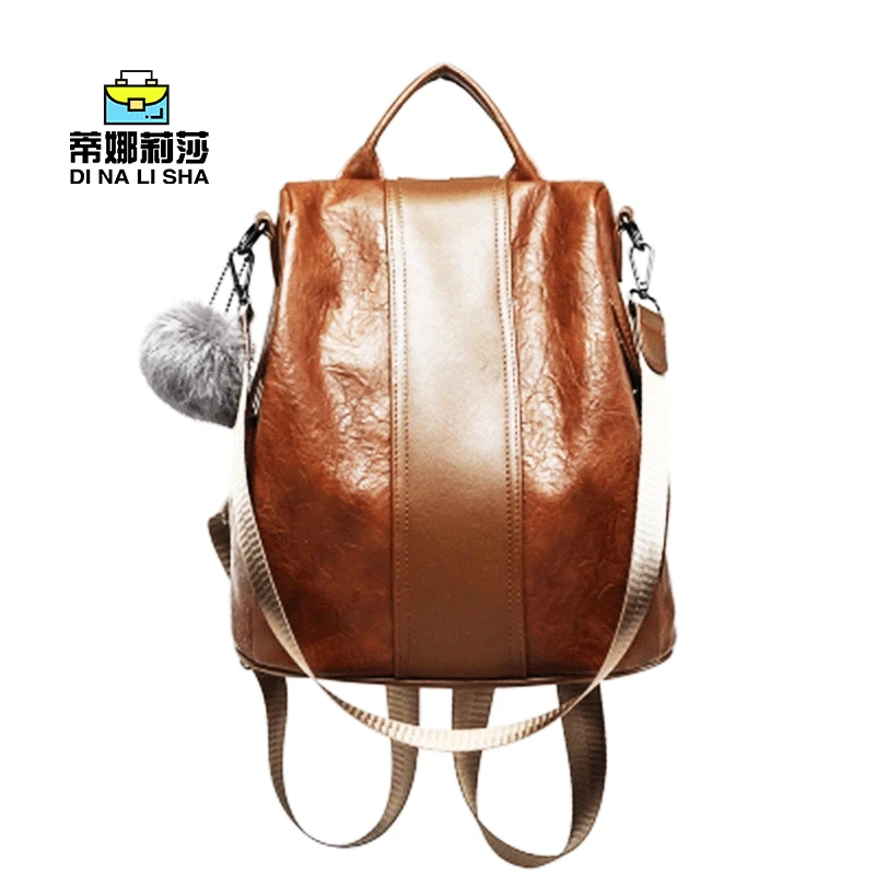 Стиль женская сумка Мягкий кожаный рюкзак женский большой ретро рюкзак многофункциональная сумка женская сумка оптом