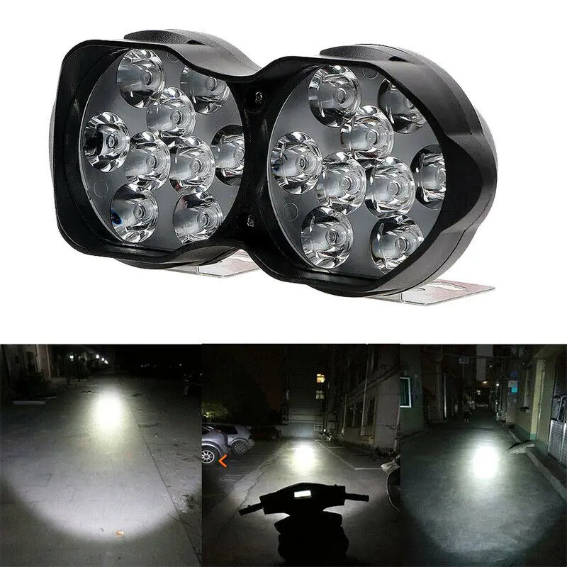 

2pcs Motorcycle 12V Headlight Driving Lamps 30W 18-LED 6500K 3000LM Dual Bulbs Set Headlights