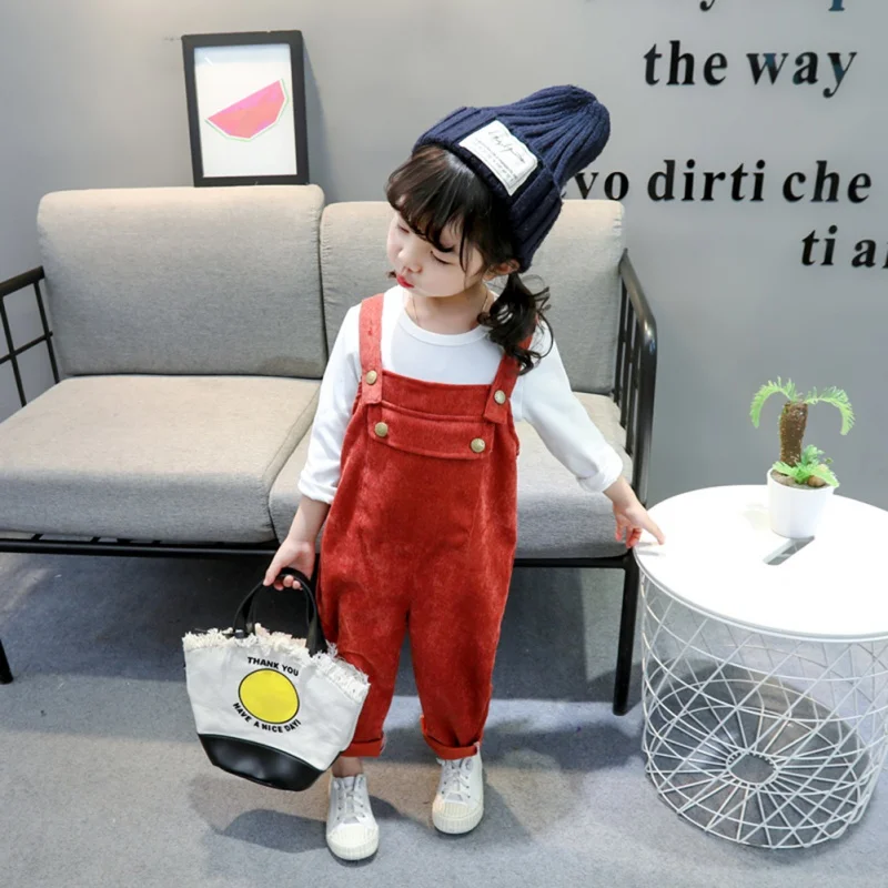 Новые комбинезоны для маленьких девочек Детские однотонные милые штаны для девочек от 0 до 5 лет, одежда