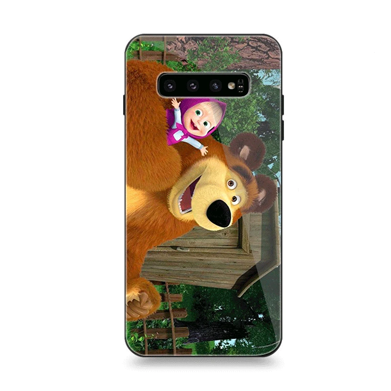 Чехол для телефона Стекло для samsung A40 A50 A10 A20 A30 A60 A70 S10 S7 край S8 S9 Plus Note 8 9 чехол с героями мультфильма «Маша и Медведь» - Цвет: G1