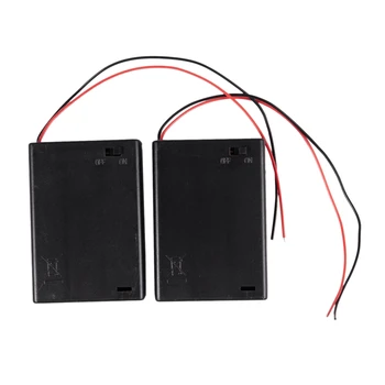 

2 Pcs Wired ON/OFF Switch 3 x AA 4.5V Battery Holder Case w Cover