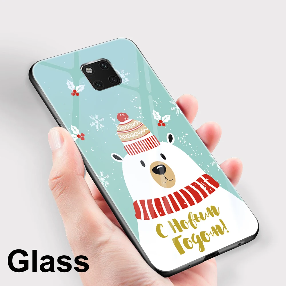 ciciber Merry Christmas Coque for Huawei P30 P20 Mate 20 30 Lite Pro Cover for Honor 10 Lite Tempered Glass Phone Cases Fundas - Цвет: WM06353