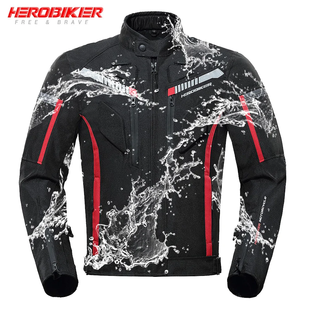 Black Jacket HEROBIKER, новинка, осенне-зимняя мотоциклетная куртка, водонепроницаемая, ветрозащитная, мотоциклетная куртка для езды, гонок, мотоциклетная одежда, защитное снаряжение - Цвет: Black Jacket