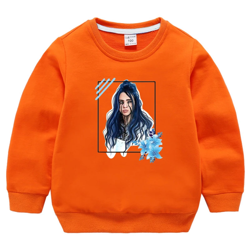 Модная Kpop Billie Eilish Толстовка для маленьких мальчиков и девочек детские толстовки с капюшоном пуловер с длинными рукавами Топы, детская одежда - Цвет: 996b-bj-12-2-4