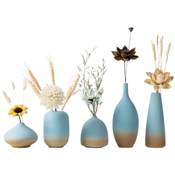 

Ceramic Flower Vase Decoration Home Sea Blue Vases Desktop Container Nordic Style Flower Basket Home Decor Accessories