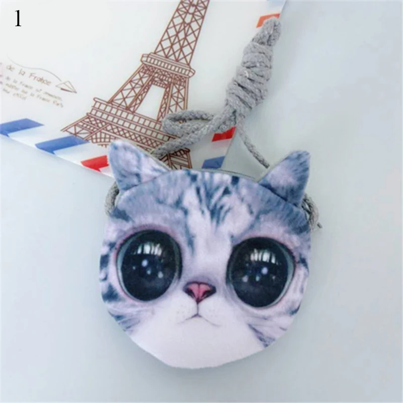 Горячие 3D животных детские кошельки девочка милый котенок сумка-почтальон мини мода собака форма сумка Kawaii ключ чехол монета - Цвет: 1