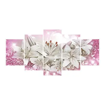

5pcs 5D DIY Full Drill Diamond Painting Lily Cross Stitch Embroidery Kit Wall Art Home Decor