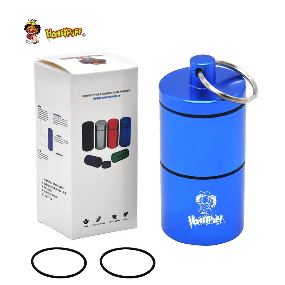 

HONEYPUFF Stash Jar - Airtight Smell Proof Aluminum Storage Case 2 Layers Container Metal Case Portable Box