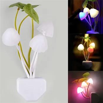 

Birthday Party Decor Novelty Mushroom Fungus Light EU & US Plug Light Sensor 110v-220V 3 LED Colorful Mushroom Lamp Decoration