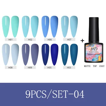 

MAD DOLL Gel Nail Polish Set Hybrid Varnishes 9Pcs Base Top For Nails UV LED Lamp Gel Kits Manicures Nails Gel Polish Set