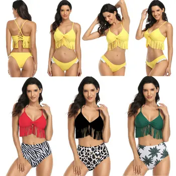 

Sexy Women Bikini Set Tassel Push-Up Brazilian Swimwear Beachwear Summer Style Holiday Beach Swimsuit maillot de bain femme 2020