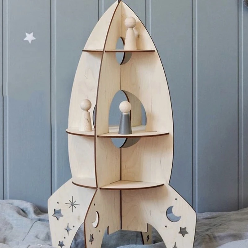 DIY нордические Woden игрушки трехмерная модель ракеты для детской комнаты украшения полки аксессуары для дома