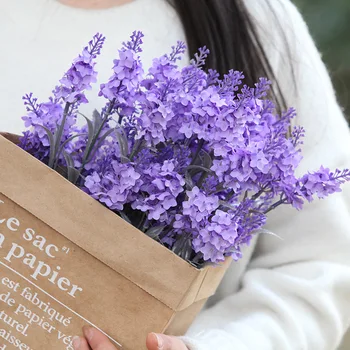 

5Pcs Romantic Purple Lavender Artificial Flowers for Bridal Bouquet Wedding Party Decoration DIY Scrapbooking Craft Fake Flower