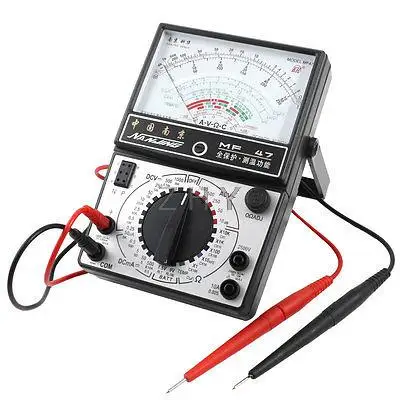 

Ohm AC DC Current Measuring White Black Analog Multimeter w Probe Leads