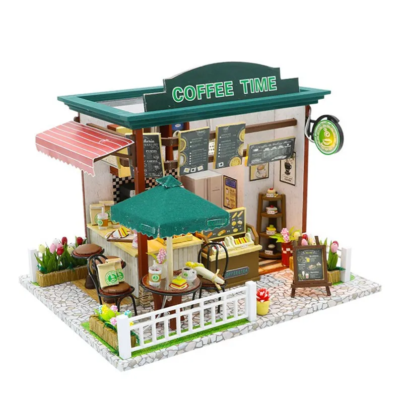 Goedkoop Koffie Poppenhuis Kit Diy Houten Poppenhuis 124 Poppenhuis Miniaturen Huis Accessoires Speelgoed Voor Kinderen Poppenhuis Bouwpakke