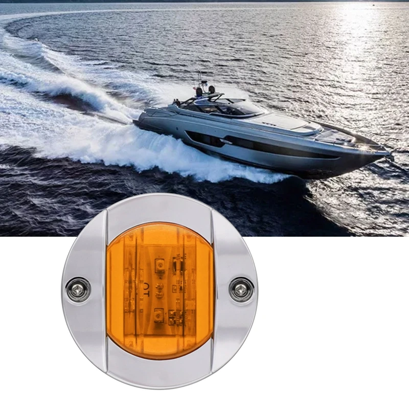 

12V Round 6 LEDs Front Rear Side Indicator Marker Light Turn Signal Light for Truck Trailer Yacht Cruise Ship Caravan