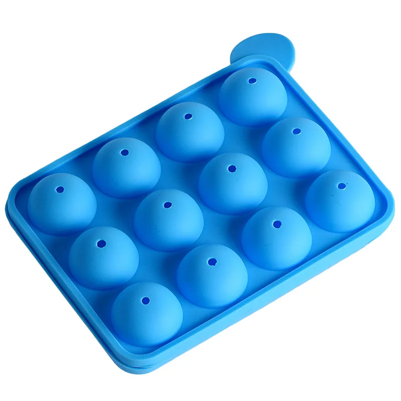 12 Hole Silicone Cake Pop Mold Ball Shaped Die Mold Silicone Lollipop Chocolate Cake Baking Ice Tray Stick Tool