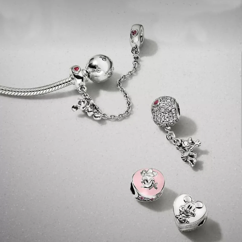 

NEW 100% 925 Sterling Silver Lovely Charm 4 Charm Bead Bracelet Set Planet of Love Charm Astronaut Night Blue Love Heart Charm