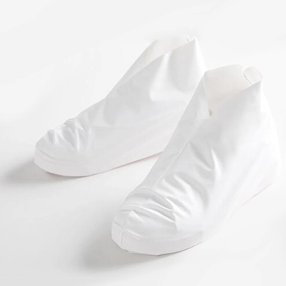 1 пара многоразовых водонепроницаемых чехлов для обуви из термопластичного полиуретана; защита для обуви унисекс; непромокаемые сапоги для дома и улицы; нескользящие - Цвет: Белый