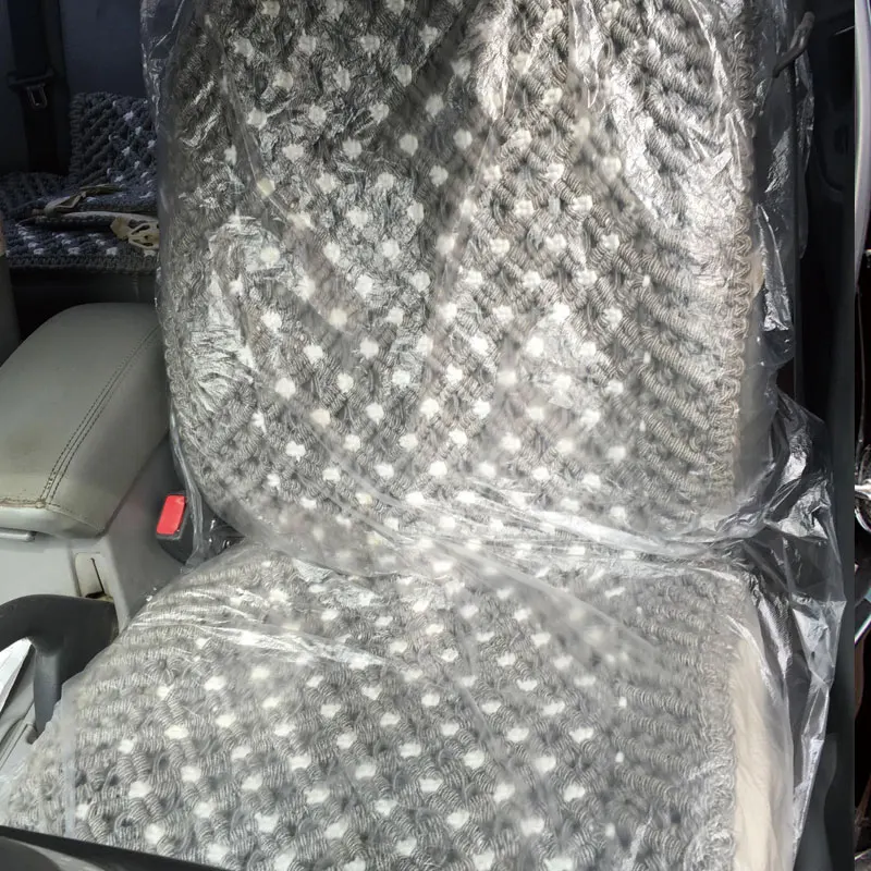 Feardevil 100pcs Disposable Car Soft Seat Cover Plastic Universally Waterproof Care Cleaning Beauty Repair Protective Cover