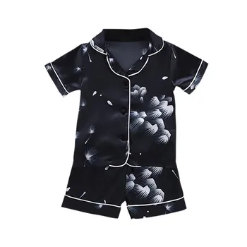 

Baby Kids Boys Girls Splice Print Print Outfits Set Short Sleeve Blouse Tops+Shorts Sleepwear Pajamas