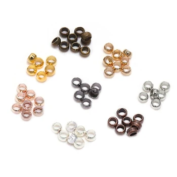

500pcs/lot Gold Copper Ball Crimp End Beads Dia 2 2.5 3 mm Stopper Spacer Beads For Diy Jewelry Making Findings Supplies