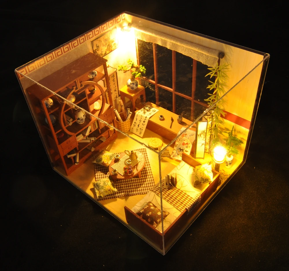 Кукольный дом мебель Diy кукольный домик Миниатюрный пазл собрать 3d Деревянный миниатюрный кукольный домик Развивающие игрушки для детей подарок
