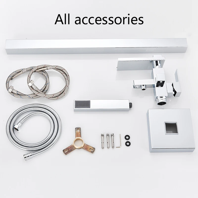 Chrome Bathtub Shower Faucet Bathroom Free Standing Tub Spout Faucets Floor Mounted Hot Cold Water Mixer Tap with Handshower