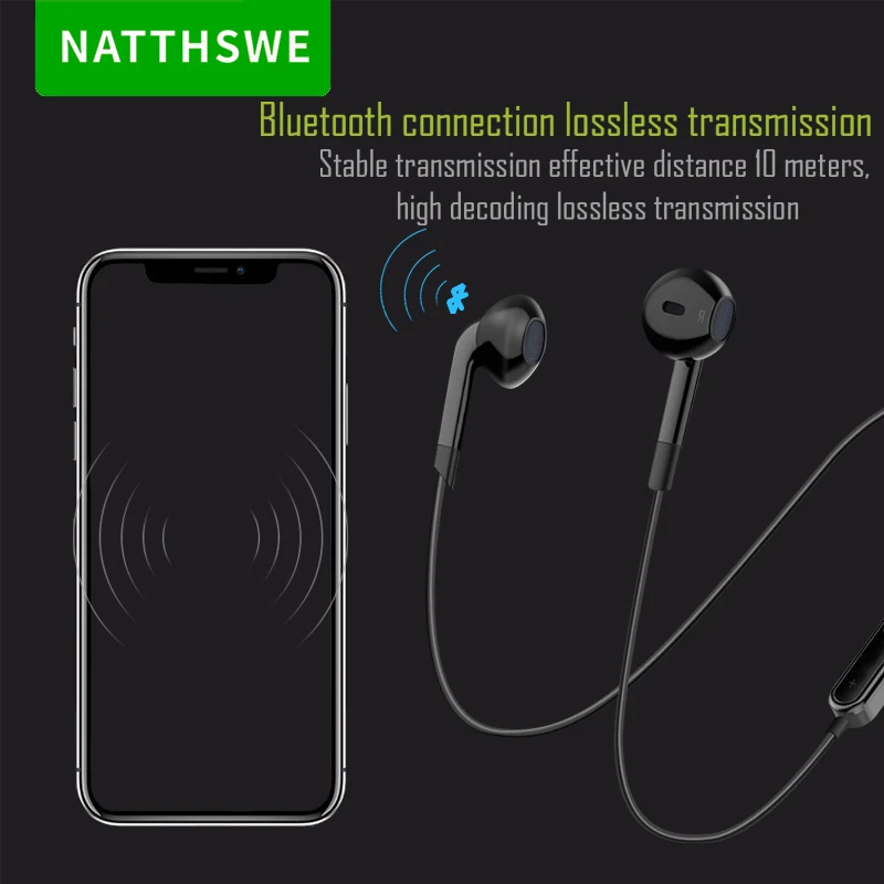 NATTHSWE шейные Спортивные Беспроводные bluetooth наушники мини вкладыши для бега с