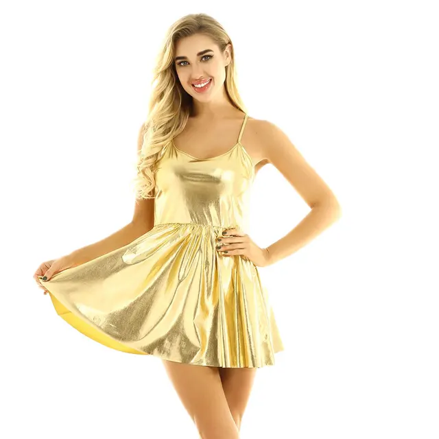 shiny skater dress