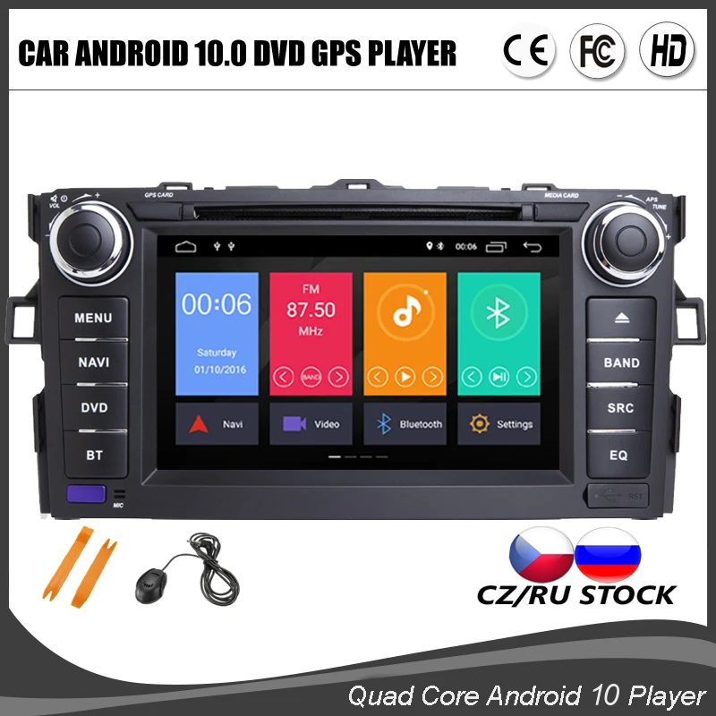 7 дюймовый Android 10 0 четырехъядерный автомобильный DVD проигрыватель GPS для TOYOTA AURIS