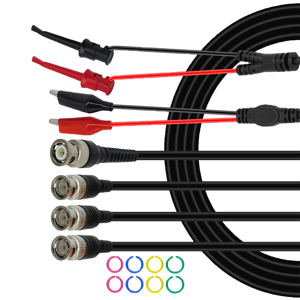 Cleqee BNC Adapter Male to Male/Alligator Clips/Mini Grabber Test Leads Probes For Oscilloscope