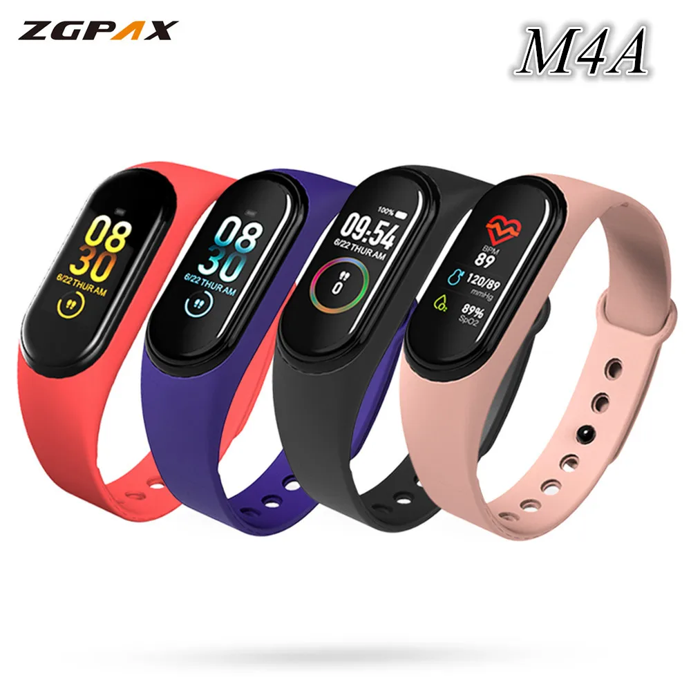 

ZGPAX M4A Smart Band Wristband Health Heart Rate Blood Pressure Monitor Fitness Tracker Bluetooth Sports Bracelet PK Mi Band 4 3