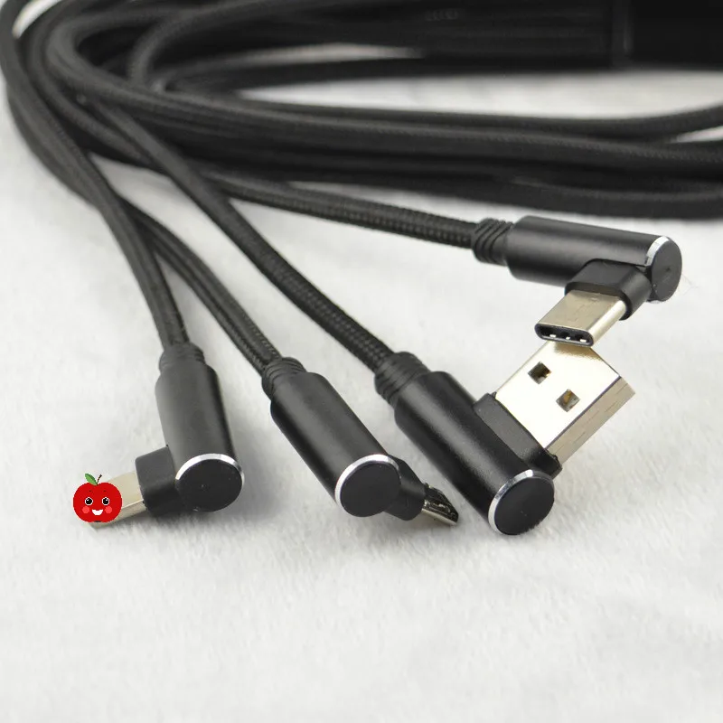 3 в 1 usb кабель для зарядки 8 pin Micro usb type C 3A быстрое зарядное устройство для телефона кабель для передачи данных для iPhone 8 samsung huawei Xiaomi 90 градусов