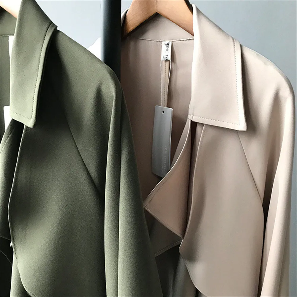 Brand New Women Long Trench Coat With Pockets 2020 Vintage Windproof Woman Trench Coat Casaco Open switch Trench Coats Q3305Y (15)