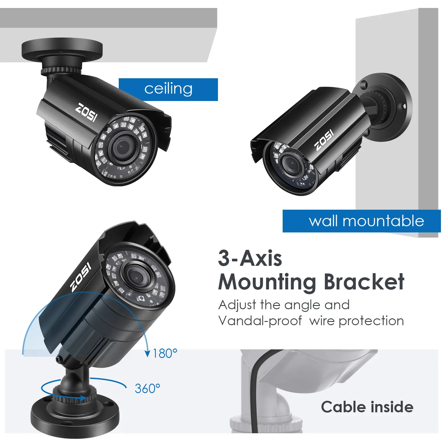 Sistema de Segurança Kit com Nightvision Zosi Vídeo Vigilância p Ahd Cvi Tvi Dvr Rua Filmadora Cctv Kit Videcam Câmera 8ch 720 11 High Quality security camera system