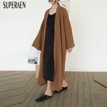 SuperAen, осень и зима, длинный свитер, пальто для женщин, сплошной цвет, плюс размер, женский кардиган, свитера, Европа, женская одежда