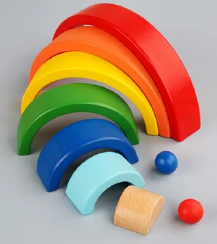 

Baby Toys 7pcs Rainbow Blocks Wooden Toys For Kids Large Creative Rainbow Building Blocks Montessori Educational Toy