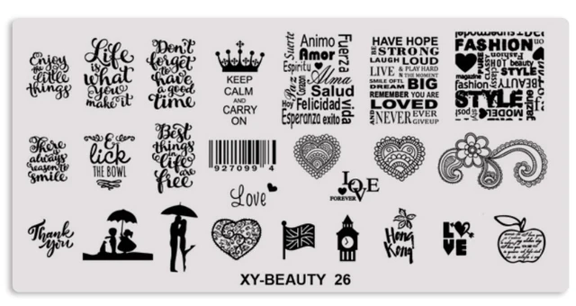 1 Pcs Mixed Design Line Animals Stainless Steel Nail Stamping Plates Rectangular Image Template DIY Manicure Stencils Tools XY-BE 26