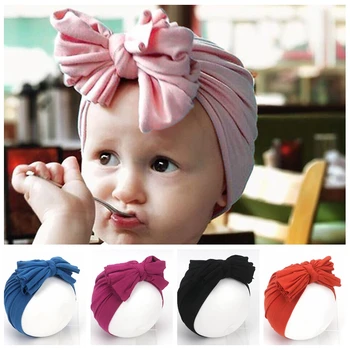 

Baby Pleated Hats Newborn Knotted Soft Indian Caps Boy Girl Autumn Winter Bow Beanie Newborn Photography Props Infant Bonnet